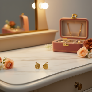 ต่างหูรูปสัญลักษณ์จักรราศีสีทองพร้อมจี้ห้อยโซ่ Acero 12 Ref45812 - Product Image 3