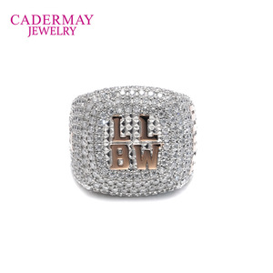Cadermay Jewelry Letter <b>Ring</b> 925 <b>Silver</b> Micro Pave Moissanite Men's Personalized Hip Hop <b>Statement</b> <b>Ring</b> - Product Image 3