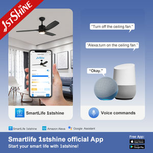 1stshine Ventilateur de plafond à LED Noir Lames <span class=keywords><strong>en</strong></span> bois massif Mute Cuivre Moteur réversible Dimmable Led Ventilateur de plafond et lumière - Product Image 6