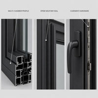 Ventana Abatible de Alto Rendimiento con Aislamiento Térmico, Barrera Contra Viento y Agua, Reducción de Ruido, Fabricada en Aluminio PA66, OEM ODM, MOQ Bajo