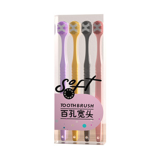 Four Pack Soft Bristle <b>Toothbrush</b> Wide <b>Head</b> High Density Adult Manual <b>Toothbrush</b> Set - Product Image 3