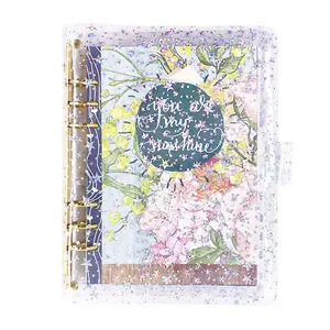 Transparante Shinny Planner Ring Binder A5 A6 Goedkope Hardcover Gouden Lederen Dagboek Planner A7 Budget Planner Met Aangepaste Afdrukken