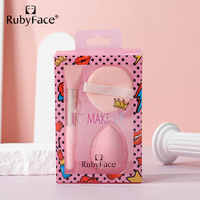 RubyFace – Kit de Maquillage 3-en-1 : Pinceau à Blush Doux, Éponge de Beauté et Houpette à Poudre – Trousse Cosmétique Portable pour le Teint et le Quotidien