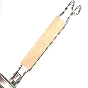Stainless Steel Pasta <strong>Basket</strong> with Wooden Handle <strong>Dishwasher</strong> Safe Straining Spoon &amp; Ladle for Spaghetti and Frying Pan Use - Product Image 4
