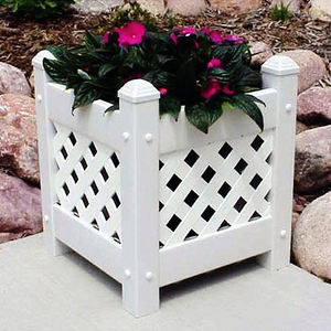 Macetero Grande <span class=keywords><strong>con</strong></span> Rejilla Blanca, Estilo Europeo, Macetero de <span class=keywords><strong>PVC</strong></span> para Exteriores, Macetas para Exteriores - Product Image 4