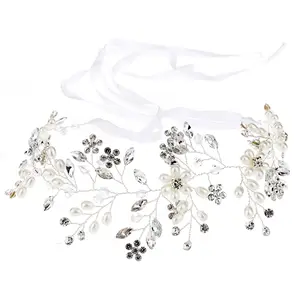 Wholesale popular handmade wedding tiara crystal flower bridal accessories