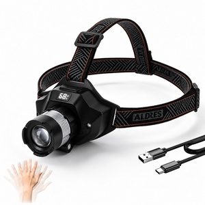 <span class=keywords><strong>Torcia</strong></span> frontale con messa a fuoco regolabile e testa rotante, con sensore di movimento, ricaricabile USB, LED zoomabile, per escursioni, campeggio, casco - Product Image 1