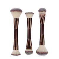 Pinceaux de maquillage multifonctionnels à double embout, fibres synthétiques de qualité supérieure, pinceaux professionnels pour fond de teint, poudre et contour, logo personnalisé
