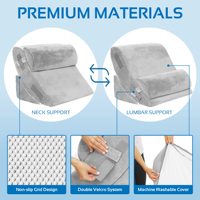 Ensemble de 4 coussins compensés réglables en mousse à mémoire de forme pour le soutien du dos, le sommeil, la lecture et l'élevation des jambes
