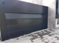Grille invisible en aluminium couleur bois noir, porte de garage à lattes verticales, clôture, revêtement de porte de garage automatique