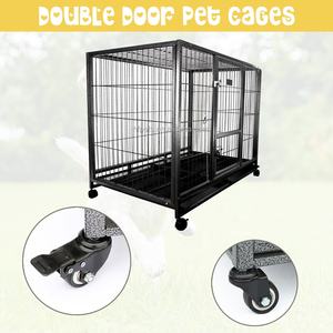 Alt tekerlekler ile Metal köpek sandık büyük köpek kafesi ağır evcil hayvan kafesi - Product Image 5