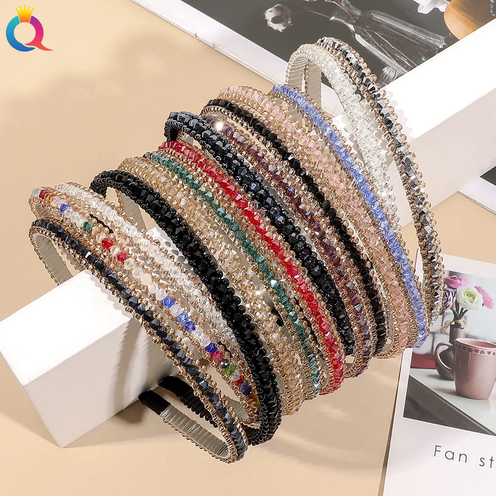 QIYUE Fashion Colorful Diamond Crystal Headband For Women New Style Popular Hair Band Luxury Hair Accessories