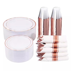 Platos de Plástico Dorado Biodegradables, Juego de Cubiertos Desechables (para 10 Personas) - Product Image 3