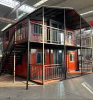 Maison conteneur extensible à double aile personnalisée, unité modulaire préfabriquée à double étage en structure acier pour bureaux et hôtels