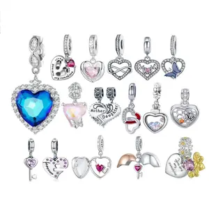 925 Sterling Silver Bead Love Pendant Charms for Women bulk silver 925 bangle jewelry beads and charms