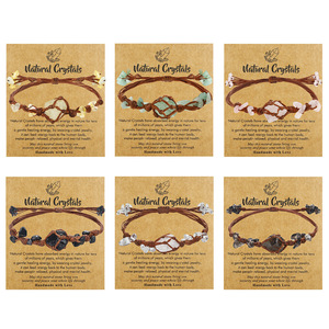 Handmade Beaded <b>Bracelet</b> Natural Raw Stone Woven with <b>Rope</b> Wrap Healing Energy Crystal Charm Card Gift for Loved Ones - Product Image 1
