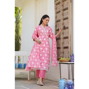 Conjunto de Kurti de algodón indio tradicional de alta calidad con bordado Ladies Kurta para verano Venta al por mayor Nueva moda - Product Image 4