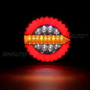 4 pièces Feux arrière LED ronds 24V pour remorques, clignotants séquentiels dynamiques, feux de freinage et de recul pour camions, tracteurs, remorques et fourgons - Product Image 4