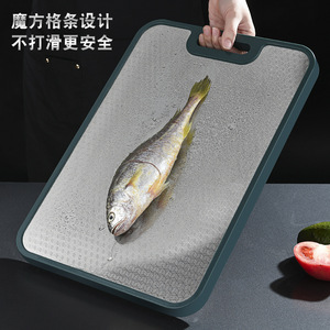 Tabla de Cortar de Ébano Grueso, Acero Inoxidable 304, Doble Cara, Antideslizante, para Cocina, Uso Doméstico, Rectangular - Product Image 1
