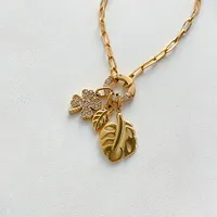 Collier à chaîne en acier inoxydable avec pendentif interchangeable DIY motif plante tropicale EManco Fashion pour femme, livraison directe