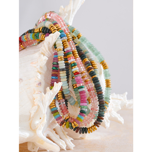 Collar Redondo Plano de Piedra Natural, Cadena de Acero Inoxidable Impermeable, Venta al por Mayor, Cristal Curativo, Personalizable - Product Image 3