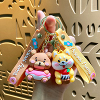 Porte-clés créatif en forme de dessin animé d'animaux mignons, pour voiture, pour couples, petit pendentif de sac, accessoires de suspension, vente en gros
