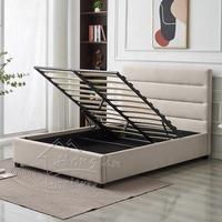 Meubles modernes de chambre à coucher double queen king size tête de lit en tissu capitonné gaz soulever stockage pouf tapisserie d'ameublement cadre de lit
