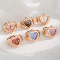 Cincin Jam Tangan Minimalis Bentuk Hati Angka Romawi Quartz Mini Wanita Bahan Stainless Steel