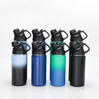 Bouteille d'Eau Magnétique Personnalisable de 710 ml avec Paille Rabattable en Acier Inoxydable à Double Paroi Isotherme, Compatible Support Téléphone