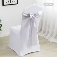 Banquet de mariage décoration de la maison fournitures jetables bord chaud Satin ruban rouge chaise dos fleur élastique chaise couverture arc