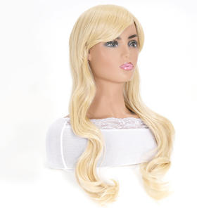 Venta al por mayor de pelucas de pelo sintético, pelucas de película Cosplay, pelucas de Bob largo Micro rizado, rubio claro, pelucas de películas - Product Image 1