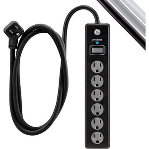 ปลั๊กพ่วงป้องกันไฟกระชาก Ge ยาว 6 ฟุต 6 ช่องเสียบ พร้อมฝาครอบนิรภัย สำหรับบ้าน สำนักงาน โรงรถ โรงงาน - Product Image 2