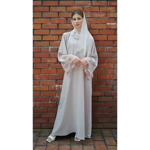 Graceful New Design Maxi Insert Baju Lace Embroidery Cuff Islamic Khimar Jubah Muslim Clothing islamic clothing dresses abaya