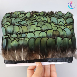 Bán Buôn 4-7Cm Màu Xanh Lá Cây Tự Nhiên Gà lôi Lông Trim Fringe Nhuộm Mô Hình Váy Váy Vải Vành Đai Trang Trí Đảng Cung Cấp 10M Túi - Product Image 2