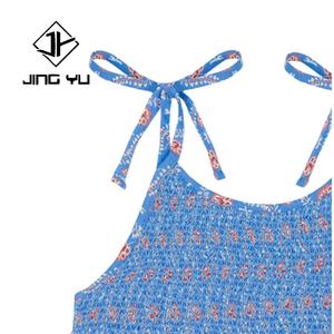 ชุดเดรสลำลองลายพิมพ์จีบระบายแบบสายเดี่ยวผ้ายืดสำหรับเด็กผู้หญิง ออกแบบโดยโรงงาน ผลิตจากผ้าเรยอน รับสั่งทำ - Product Image 6