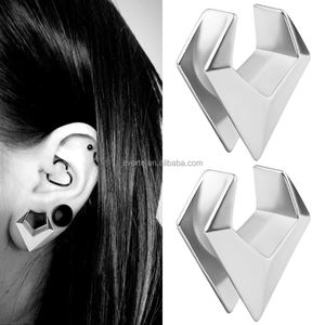 Evorte - Écarteur d'oreille hexagonal en acier chirurgical pour enfants, tunnel d'oreille en or rose 18 carats, dilatateur d'oreille, boucle d'oreille - Product Image 3