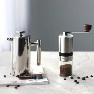 Kahve aracı seramik ayarlanabilir kahve çekirdeği değirmeni konik çapak manuel kahve değirmeni paslanmaz çelik fransız basın