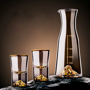Mini carafes à vin en verre gravées à la main en cristal 500ml, service unique, <span class=keywords><strong>Carafe</strong></span> en verre à vin avec échelle, <span class=keywords><strong>Carafe</strong></span> avec verre à gobelet - Product Image 2