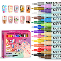 Marqueur pour nail art 24 couleurs, pointe extra fine, stylo à dessin, marqueur permanent coloré pour création DIY