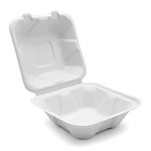 MEMEDA Biodegradable Disposable 100% Natural Compostable Sugarcane Clamshell Take Out Food Containers Bagasse Packaging Box