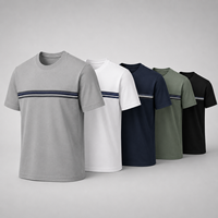 T-shirt à rayures avec logo personnalisé pour homme, coton premium, col rond décontracté, marque privée, fabricant de vêtements lifestyle OEM ODM