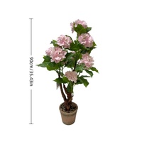Premium 3D buatan merah muda Hydrangeas massal kombinasi bunga palsu untuk dalam ruangan hijau Bonsai tanaman ornamen seni untuk hidup