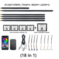 18 en 1 RVB LED voiture atmosphère lumière décoration intérieure acrylique bande lumineuse téléphone App contrôle décoratif lampe ambiante tableau de bord