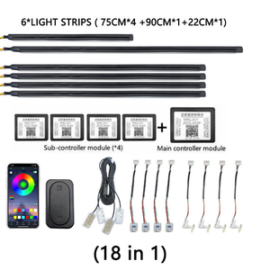 Luce Atmosfera Auto RGB LED 18-in-1 Decorazione Interna Striscia Luminosa in Acrilico con Controllo App Smartphone 16M Colori e Sincronizzazione Musicale - Product Image 1