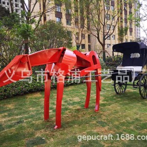 Escultura de caballo de hierro y carroza para decoración de jardín exterior, arte paisajístico moderno con forma de animal y acabado pintado, pieza independiente. - Product Image 2