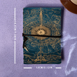 Cahier Vintage A6 avec Fermeture à Cravate Fait à la Main 160 Pages Cadeau Premium de Réunion d'Affaires pour Vendeurs avec Étoile-Centré <span class=keywords><strong>Ancie</strong></span> - Product Image 4
