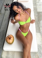 Maillot de bain bikini à armatures personnalisé imprimé allover, robe de plage rétro pour femmes, vêtements de surf d'été, nouvelle collection