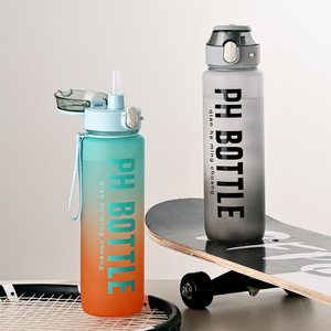 Eco-Friendly 1L Large Durable Gym Plastic <strong>Bottle</strong> for Fitness <strong>With</strong> <strong>Straw</strong> Portable Travel Enthusiasts Leakproof Water <strong>Bottle</strong> - Product Image 2