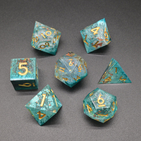Prix d'usine – Nouvel ensemble de dés polyédriques uniques en résine turquoise avec feuille d'aluminium pour jeux de rôle (RPG/DND)