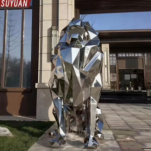 Custom Rvs Outdoor Leeuw Sculptuur Grote Roestvrijstalen Dier Geometrische Oppervlakken Metaal Zijn Leeuwbeeld Sculptuur - Product Image 2